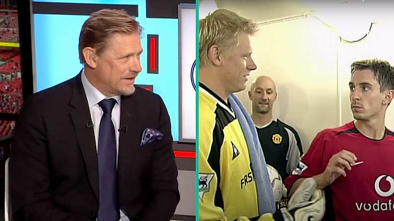 Peter Schmeichel Gets Revenge On Gary Neville For Tunnel Snub With Cheeky Dig