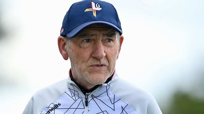 27 May 2023; Louth manager Mickey Harte before the GAA Football All-Ireland Senior Championship Round 1 match between Louth and Cork at Pairc Tailteann in Navan, Meath. Photo by Seb Daly/Sportsfile