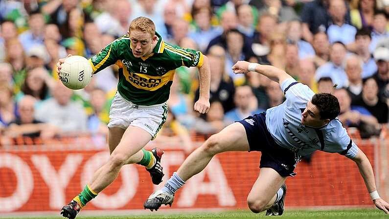 3 August 2009; Colm Cooper, Kerry, races clear of Paddy Andrews, Dublin. GAA Football All-Ireland Senior Championship Quarter-Final, Dublin v Kerry, Croke Park, Dublin. Picture credit: Brendan Moran / SPORTSFILE