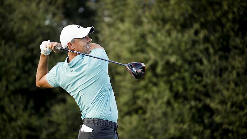 Rory McIlroy plays his tee shot on the 17th hole during the final round of the 2023 U.S. Open at The Los Angeles Country Club in Los Angeles, Calif. on Sunday, June 18, 2023. (James Gilbert/USGA)