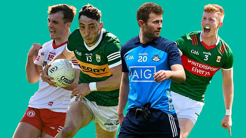 Darragh Canavan (Tyrone), Paudie Clifford (Kerry), Jack McCaffrey (Dublin), and David McBrien (Mayo). Photo credits: Sportsfile