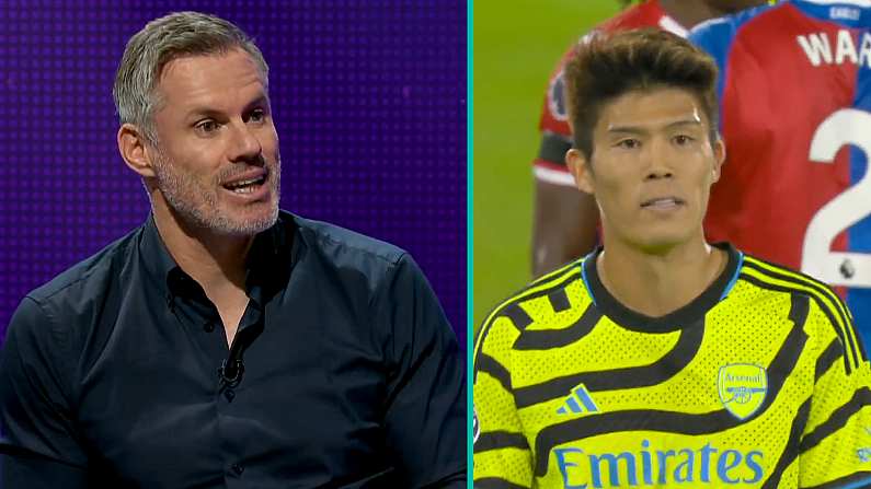 Jamie Carragher Names Two Arsenal Players To Share Blame For Tomiyasu Red Card