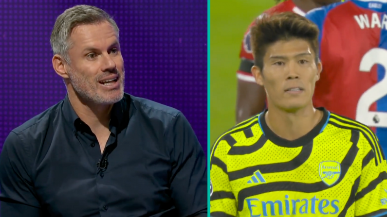 Jamie Carragher Names Two Arsenal Players To Share Blame For Tomiyasu Red Card
