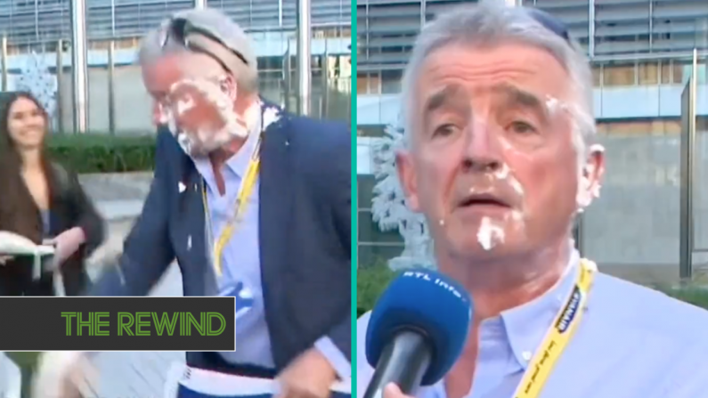 Ryanair Boss Michael O'Leary Calmly Handles Pie To The Face From Environmentalist