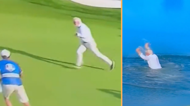 Hilarious Scenes As Golf Fan Jumps Into Water At Ryder Cup