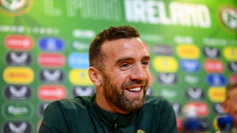 12 October 2023; Shane Duffy during a Republic of Ireland press conference at FAI Headquarters in Abbotstown, Dublin. Photo by Stephen McCarthy/Sportsfile