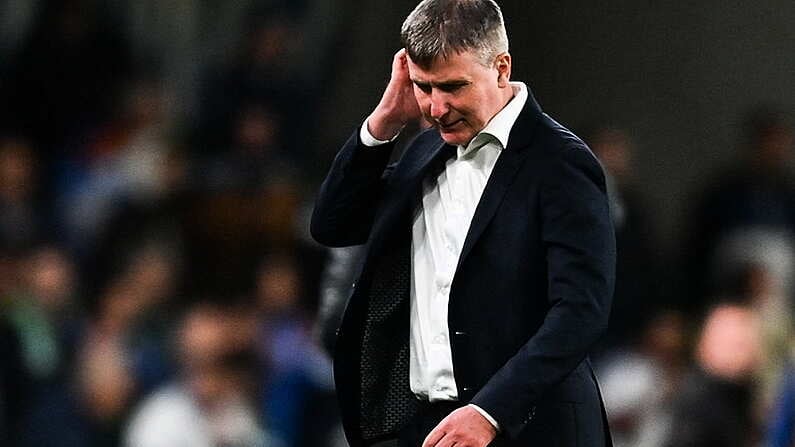 13 October 2023; Republic of Ireland manager Stephen Kenny reacts during the UEFA EURO 2024 Championship qualifying group B match between Republic of Ireland and Greece at the Aviva Stadium in Dublin. Photo by Tyler Miller/Sportsfile