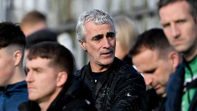 22 October 2023; Donegal manager Jim McGuinness during the Donegal County Senior Club Football Championship final between Gaoth Dobhair and Naomh Conaill at MacCumhaill Park in Ballybofey, Donegal. Photo by Ramsey Cardy/Sportsfile