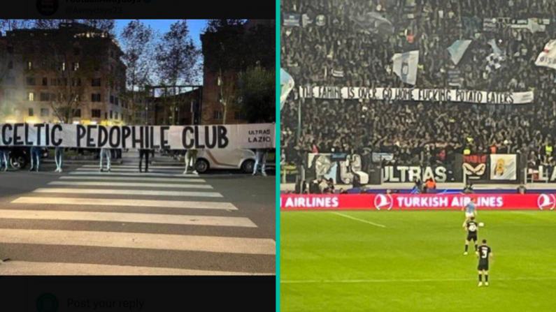Lazio Fans Display Horrible Anti-Irish Banners During Celtic Clash
