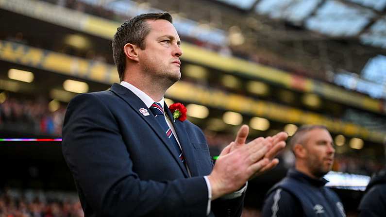 12 November 2023; St Patrick's Athletic manager Jon Daly before the Sports Direct FAI Cup Final between Bohemians and St Patrick's Athletic at the Aviva Stadium in Dublin. Photo by Stephen McCarthy/Sportsfile