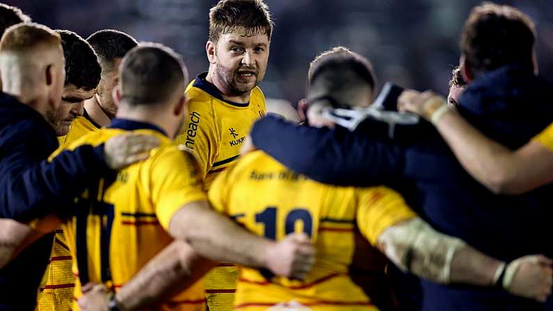 9 December 2023; Iain Henderson of Ulster talks to his team-mates after the Investec Champions Cup Pool 2 Round 1 match between Bath and Ulster at The Recreational Ground in Bath, England. Photo by Matt Impey/Sportsfile