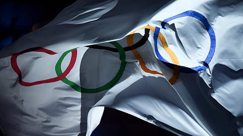 21 August 2016; The Olympic flag flies in the wind during the closing ceremony of the 2016 Rio Summer Olympic Games at the Maracana Stadium in Rio de Janeiro, Brazil. Photo by Brendan Moran/Sportsfile