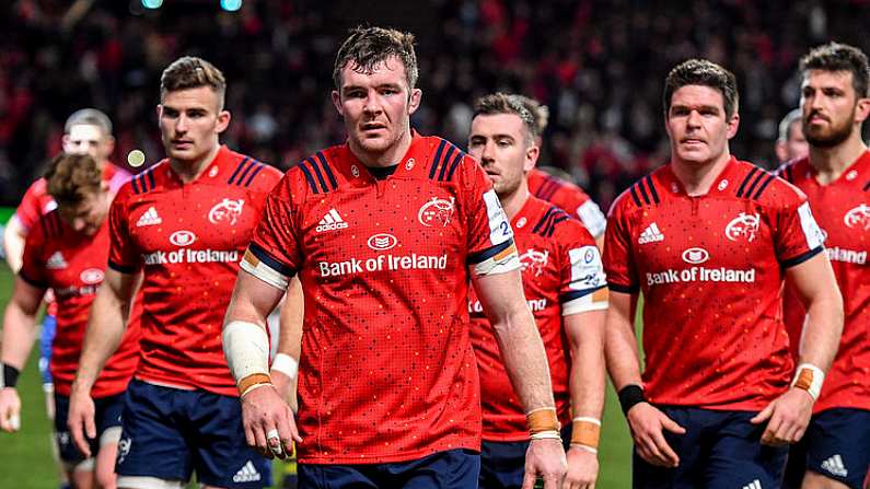 12 January 2020; Peter O'Mahony of Munster leads his side from the field following their defeat during the Heineken Champions Cup Pool 4 Round 5 match between Racing 92 and Munster at Paris La Defence Arena in Paris, France. Photo by Seb Daly/Sportsfile