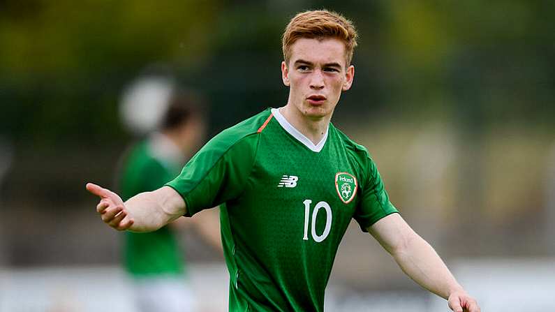 9 June 2019; Connor Ronan of Republic of Ireland reacts during the 2019 Maurice Revello Toulon Tournament match between Bahrain and Republic of Ireland at Stade Jules Ladoumegue in Vitrolles, France. Photo by Alexandre Dimou/Sportsfile