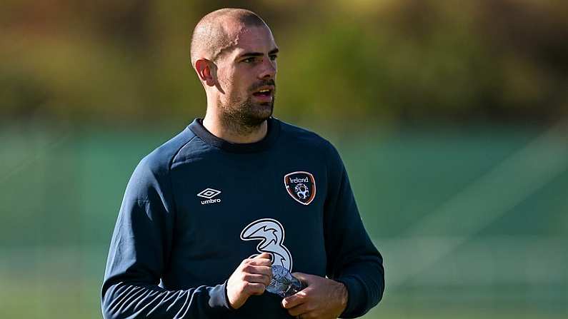 7 October 2014; Republic of Ireland's Darron Gibson during squad training ahead of their UEFA EURO 2016 Championship Qualifer, Group D, game against Gibraltar on Saturday. Republic of Ireland Squad Training, Gannon Park, Malahide, Co. Dublin. Picture credit: David Maher / SPORTSFILE