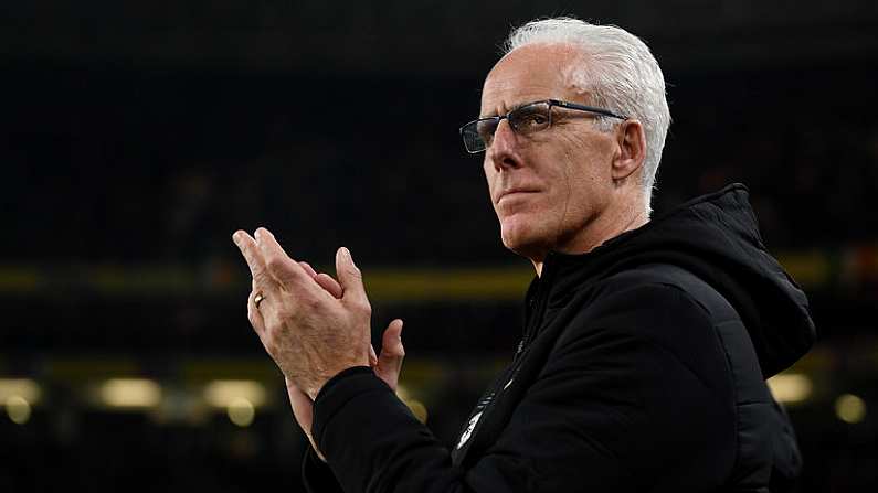 18 November 2019; Republic of Ireland manager Mick McCarthy during the UEFA EURO2020 Qualifier match between Republic of Ireland and Denmark at the Aviva Stadium in Dublin. Photo by Stephen McCarthy/Sportsfile