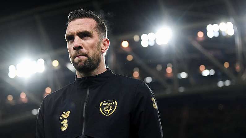 18 November 2019; Shane Duffy of Republic of Ireland prior to the UEFA EURO2020 Qualifier match between Republic of Ireland and Denmark at the Aviva Stadium in Dublin. Photo by Stephen McCarthy/Sportsfile