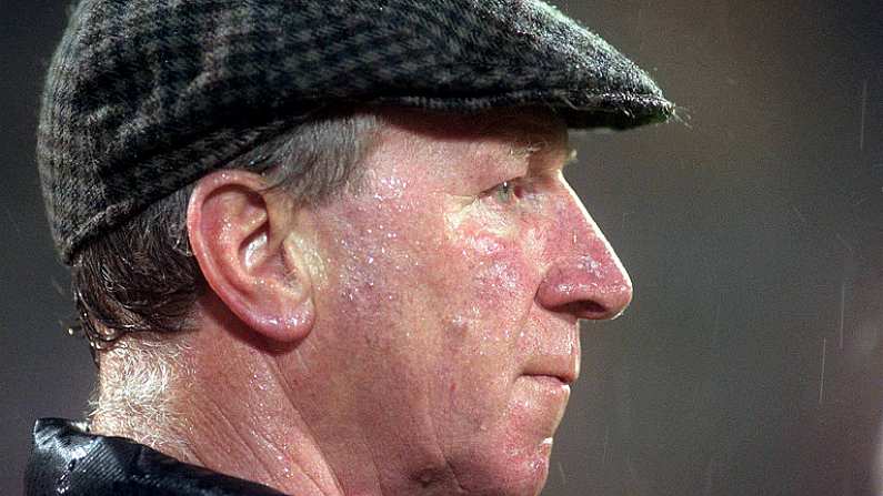 15 Nov 1995. Jack Charlton watches his team in the final moments of the game. European Championship Qualifier, Portugal v Rep of Ireland, Stadium of Light, Lisbon, Portugal. Photo by David Maher/Sportsfile