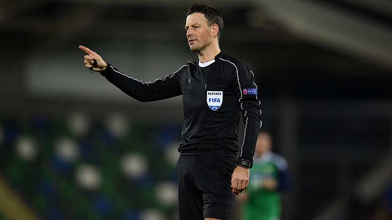 15 November 2016; Referee Mark Clattenburg during the International Friendly match between Northern Ireland and Croatia at the National Football Stadium at Windsor Park in Belfast. Photo by David Fitzgerald/Sportsfile