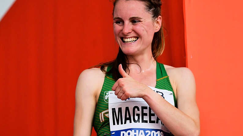 5 October 2019; Ciara Mageean of Ireland after competing in the Women's 1500m Final during day nine of the 17th IAAF World Athletics Championships Doha 2019 at the Khalifa International Stadium in Doha, Qatar. Photo by Sam Barnes/Sportsfile