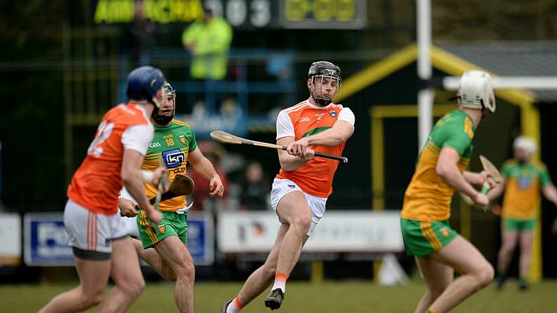 8 March 2020; Oisin Keena of Armagh during the Allianz Hurling League Round 3A Final match between Armagh and Donegal at Pairc Eire Og in Carrickmore, Tyrone. Photo by Oliver McVeigh/Sportsfile