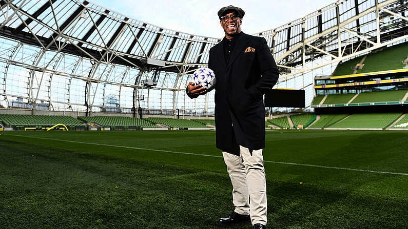 21 October 2018; Premier League legend Ian Wright was in Dublin today to attend an exclusive event hosted by Cadbury, Official Snack Partner to the Premier League. Hosted in the Aviva Stadium in Dublin, Ian was joined by Tesco competition winners from all over the country as they enjoyed a meet and greet with the former Arsenal star along with a questions and answers session. The 2018/19 season marked the second year of Cadburys three-year partnership. Pictured is Ian Wright at the Aviva Stadium in Dublin. Photo by Sam Barnes/Sportsfile