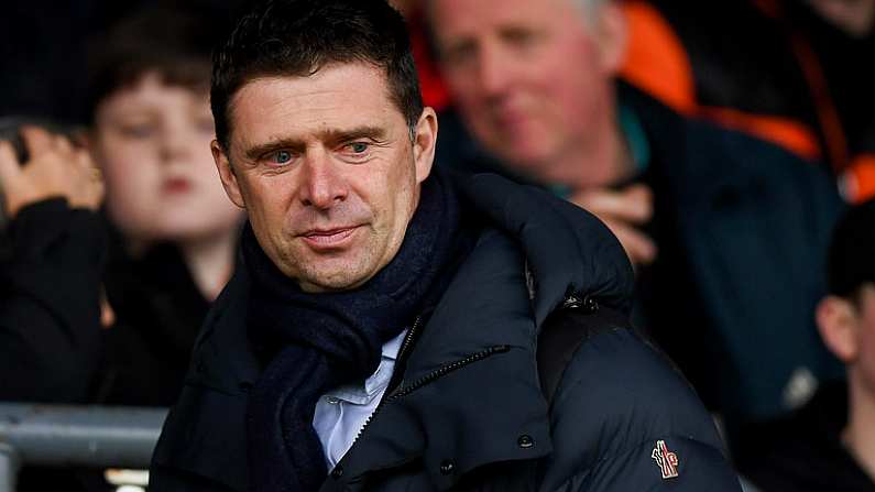 15 February 2020; Former Republic of Ireland international and current FAI Interim Deputy Chief Executive Niall Quinn in attendance prior to the SSE Airtricity League Premier Division match between Bohemians and Shamrock Rovers at Dalymount Park in Dublin. Photo by Stephen McCarthy/Sportsfile