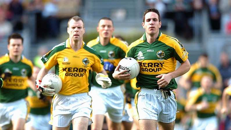 16 September 2007; Kerry captain Declan O'Sullivan leads his team onto the field for the start of the match. Bank of Ireland All-Ireland Senior Football Championship Final, Kerry v Cork, Croke Park, Dublin. Picture credit; Brian Lawless / SPORTSFILE