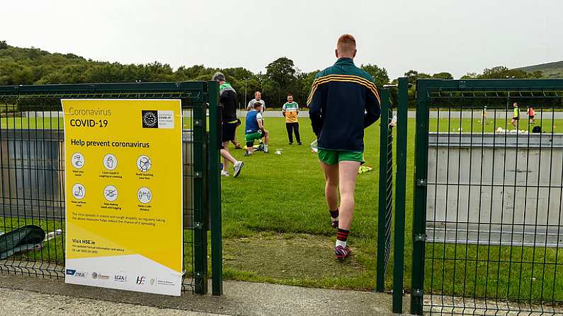 25 June 2020; A general view during a Glenswilly GAA Club training session at Glenkerragh in Donegal. Following approval from the GAA and the Irish Government, the GAA released its safe return to play protocols, allowing pitches to be opened for non contact training on 24 June and for training and challenge games to resume from 29 June. On March 25, the GAA announced the cessation of all GAA activities and closures of all GAA facilities under their jurisdiction upon directives from the Irish Government in an effort to contain the Coronavirus (COVID-19) pandemic. Photo by Oliver McVeigh/Sportsfile