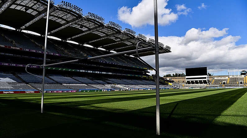 13 May 2020; A general view of Croke Park, with the Hogan Stand to the fore, during a Health Service Executive / GAA media walkabout of the testing facilities in Croke Park in Dublin. On 16th March, the GAA offered up Croke Park stadium to the Health Service Executive of Ireland as a walk up or drive-thru venue for testing members of the public, by appointment only, during the coronavirus (Covid19) pandemic. Photo by Ray McManus/Sportsfile