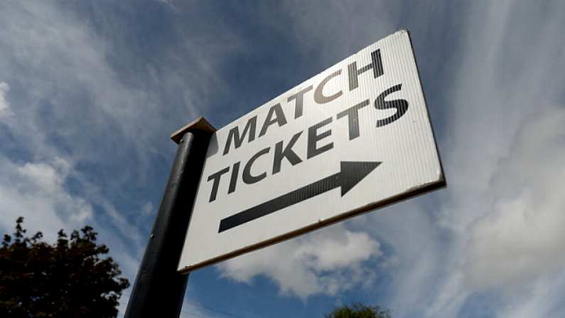 4 June 2017; A general view of a ticket sign outside the grounds before the Leinster GAA Football Senior Championship Quarter-Final match between Laois and Kildare at O'Connor Park, in Tullamore, Co. Offaly.   Photo by Piaras O Midheach/Sportsfile