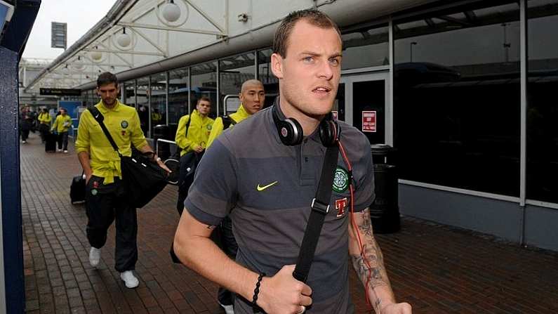 29 July 2011; Anthony Stokes, Glasgow Celtic, pictured on his arrival at Dublin Airport ahead of this weekend's Dublin Super Cup. Dublin Airport, Dublin. Picture credit: Oliver McVeigh / SPORTSFILE