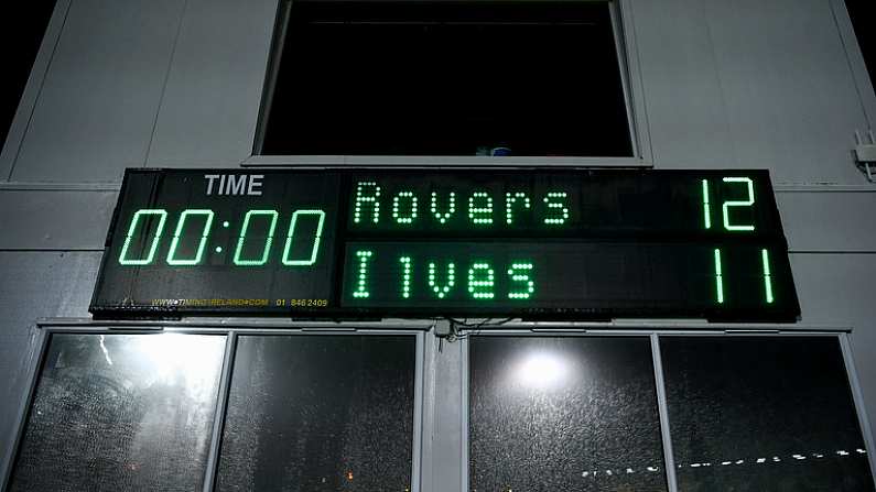 27 August 2020; A view of the scoreboard following the penalty shoot-out of the UEFA Europa League First Qualifying Round match between Shamrock Rovers and Ilves at Tallaght Stadium in Dublin. Photo by Stephen McCarthy/Sportsfile