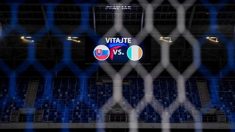 8 October 2020; A general view of the scoreboard ahead of the UEFA EURO2020 Qualifying Play-Off Semi-Final match between Slovakia and Republic of Ireland at Tehelne pole in Bratislava, Slovakia. Photo by Stephen McCarthy/Sportsfile