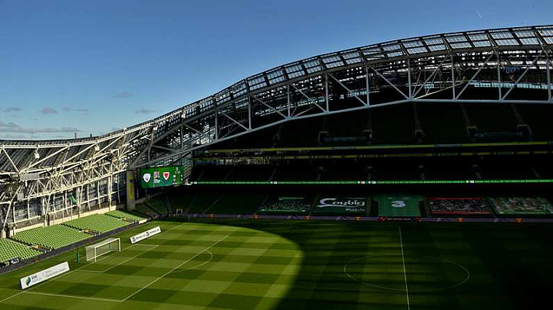 11 October 2020; A general view of the pitch and stadium prior to the UEFA Nations League B match between Republic of Ireland and Wales at the Aviva Stadium in Dublin. Photo by Eoin Noonan/Sportsfile