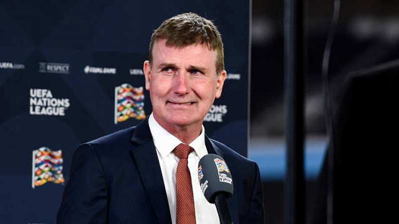 14 October 2020; Republic of Ireland manager Stephen Kenny is interviewed following the UEFA Nations League B match between Finland and Republic of Ireland at Helsingin Olympiastadion in Helsinki, Finland. Photo by Jussi Eskola/Sportsfile