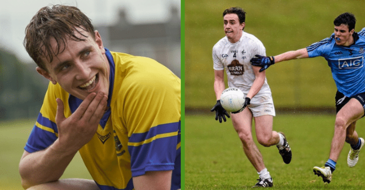  A Gaelic football player turned actor, Paul Mescal is pictured on the left, with a Gaelic football match on the right.