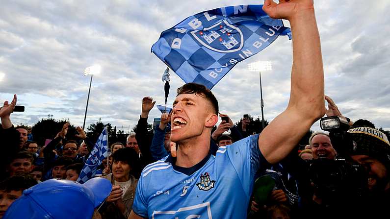 15 June 2019; Chris Crummey of Dublin celebrates following the Leinster GAA Hurling Senior Championship Round 5 match between Dublin and Galway at Parnell Park in Dublin. Photo by Ramsey Cardy/Sportsfile