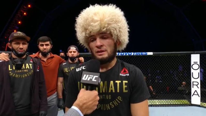 Khabib Retires Unbeaten With Gaethje Victory Weeks After Breaking Foot