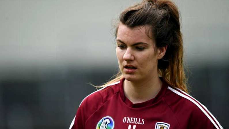 9 April 2017; Niamh Hanniffy of Galway reacts following her side's defeat in the Littlewoods National Camogie League semi-final match between Galway and Kilkenny at Semple Stadium in Thurles, Co. Tipperary. Photo by David Fitzgerald/Sportsfile