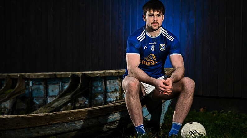 24 November 2020; Thomas Galligan of Cavan sits for a portrait at Killykeen Forest Park in Cavan during the GAA Football All Ireland Senior Championship Series National Launch. Photo by Seb Daly/Sportsfile