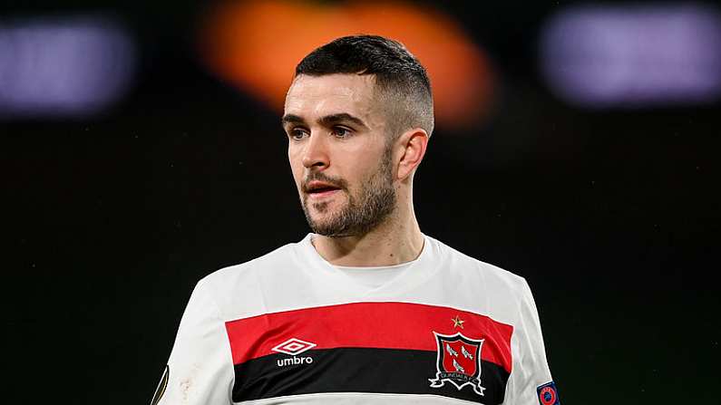 10 December 2020; Michael Duffy of Dundalk during the UEFA Europa League Group B match between Dundalk and Arsenal at the Aviva Stadium in Dublin. Photo by Stephen McCarthy/Sportsfile