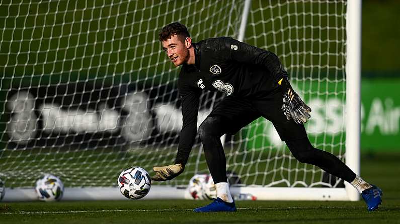 12 October 2020; Mark Travers during a Republic of Ireland training session at the FAI National Training Centre in Abbotstown, Dublin. Photo by Stephen McCarthy/Sportsfile