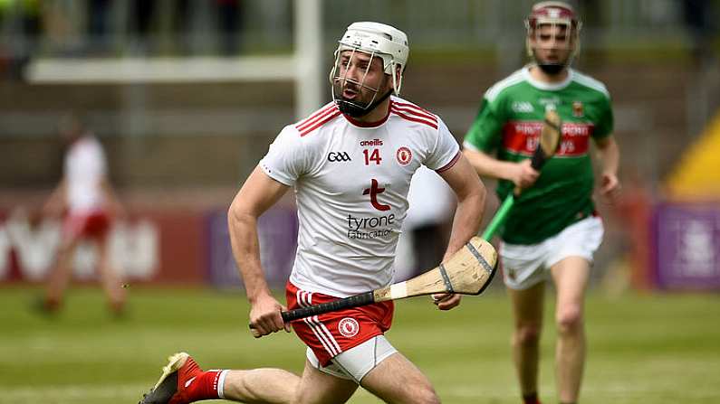 12 May 2019; Damian Casey of Tyrone during the Nicky Rackard Cup Group 2 Round 1 match between Tyrone and Mayo at Healy Park, Omagh in Tyrone. Photo by Oliver McVeigh/Sportsfile