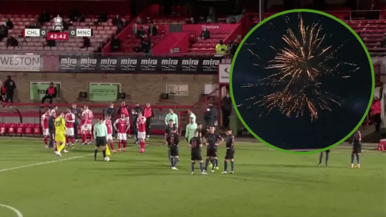 Watch: Manchester City FA Cup Game Paused Due To Fireworks Outside Ground