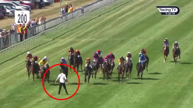 Crazy Moment In New Zealand As Man Steps Onto Track During Race