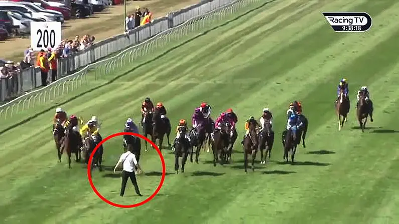 Crazy Moment In New Zealand As Man Steps Onto Track During Race