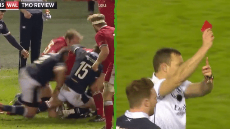 Watch: Scottish Prop Sent Off After Reckless Ruck Clear-Out Against Wales