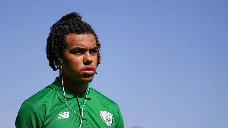 24 July 2019; Tyreik Wright of Republic of Ireland prior to the 2019 UEFA U19 Championships semi-final match between Portugal and Republic of Ireland at Banants Stadium in Yerevan, Armenia. Photo by Stephen McCarthy/Sportsfile