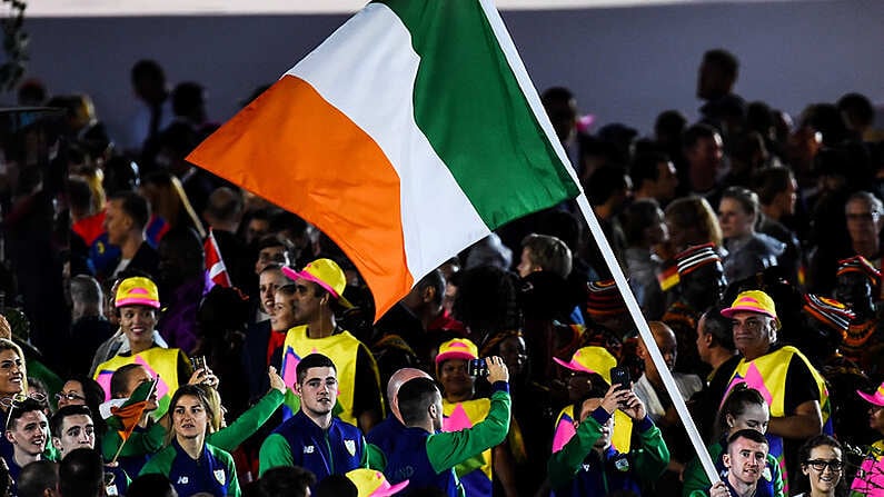 Paddy Barnes was Ireland's flag bearer at the opening ceremony at Rio 2016. Photo: Ramsey Cardy/Sportsfile